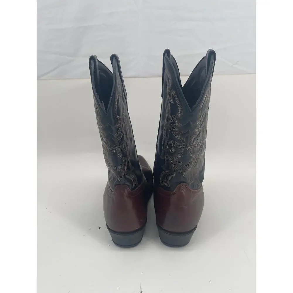 Justin RB913 Men's Size 13 EW Brown Black Leather Western Cowboy Boots Metal